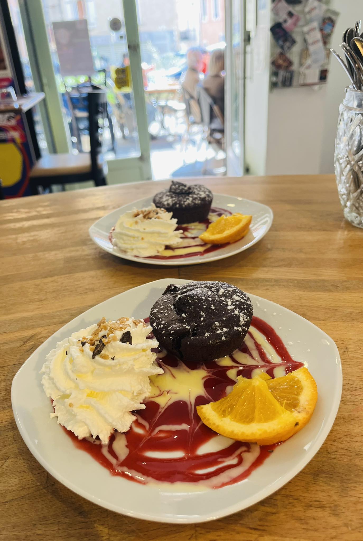 Fondant chocolat coulis fruits rouges